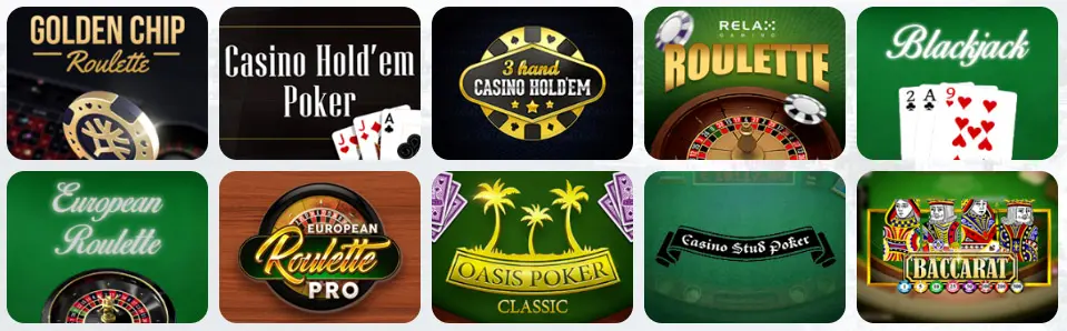 Jeux de table au Jonny Jackpot Casino